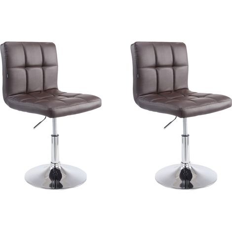 Lot de 2 chaises de salle à manger style moderne et design en synthétique marron hauteur réglable pivotant pieds en métal 10CDS10088 (1/5)