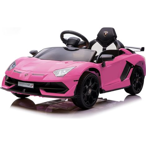 Voiture Électrique 12V pour Enfants Lamborghini sous Licence, avec Télécommande, Vitesse 3-5 Km/h, Portes Hydrauliques, Suspension, Véhicule Électrique pour Enfants de 3 à 8 Ans Rose (1/5)