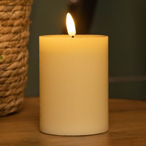 7.5cm x 10cm Cream Wax Melted Pool Effect Candle with Timer Function and Warm White LED (1/5)