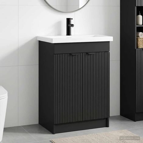 vidaXL Badezimmermöbel-Set Schwarz 78,5 x 37,5 x 81 cm Holzwerkstoff (1/5)