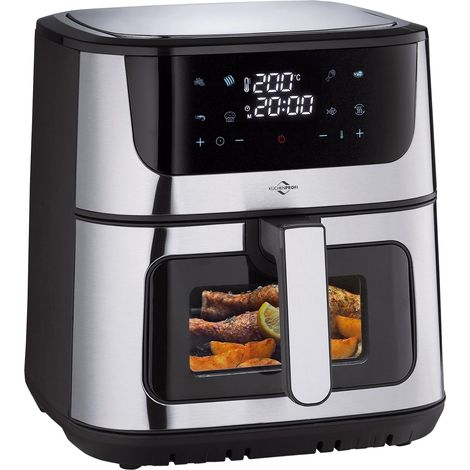 KÜCHENPROFI Impuls Friggitrice ad aria calda digitale, 8 l, nero, grande cassetto per friggitrice con finestra, 8 programmi, regolabile da 40 a 200 °C, funzionamento silenzioso 58 dB, ideale per (1/5)