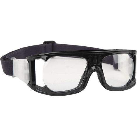 Lunettes de sport résistantes aux chocs et antibuée, avec bandeau ajustable, pour basketball, course à pied et cyclisme (noires). (1/5)