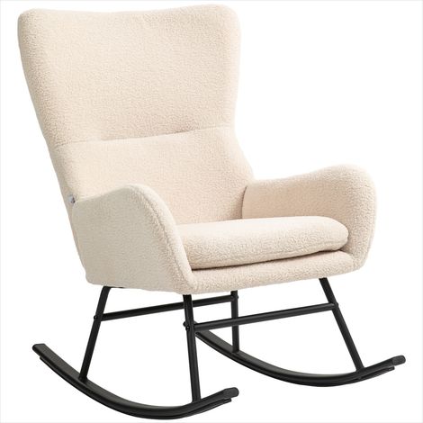 Fauteuil à bascule beige avec assise épaisse structure acier (1/5)