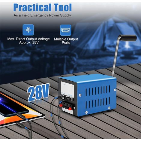 Générateur à manivelle, portable, USB, portable, alimentation manuelle, chargeur de secours pour le camping, l'extérieur, le jardin