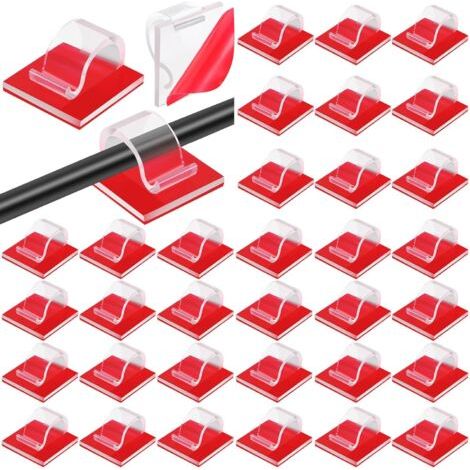 QORVA-120 Pcs (Transparent, S) Clips de Câble Clips de Lumière de Fil Auto-Adhésifs Organisateur de Câble Support de Gestion de Fil de Câble pour Bureau Voiture Table de Nuit Lumière d'Extérieur