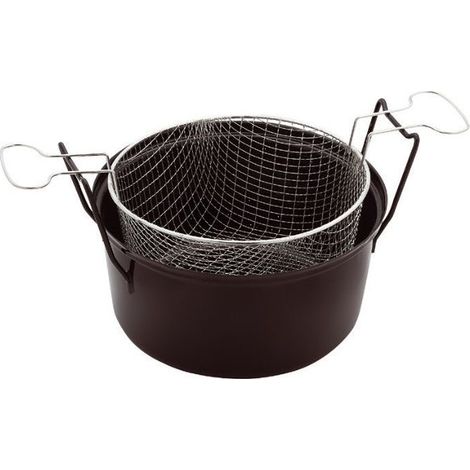 Friteuse électrique 6L – Panier en fil d'acier – Tous feux dont induction – Diamètre 28 cm – Noir – Baumalu (1/7)