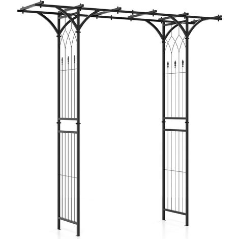 COSTWAY Arco da Giardino in Metallo Decorativo con Tralicci per Piante Rampicanti e Rose, Pergolato da Esterno per Prato, Cerimonia di Matrimonio