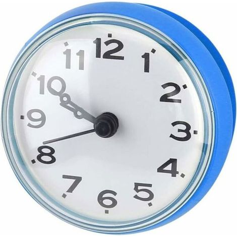 (Bleu)Mini Horloge Muralede Étanche avec Ventouses pour Salle de Bains Cuisine Salon Chambre à Coucher (1/4)