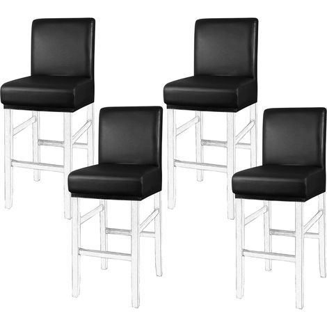 4pcs Housse De Chaise, Cuir PU Imperméable, Bande Élastique Noire, Pour Bar Et Salle À Manger (1/5)