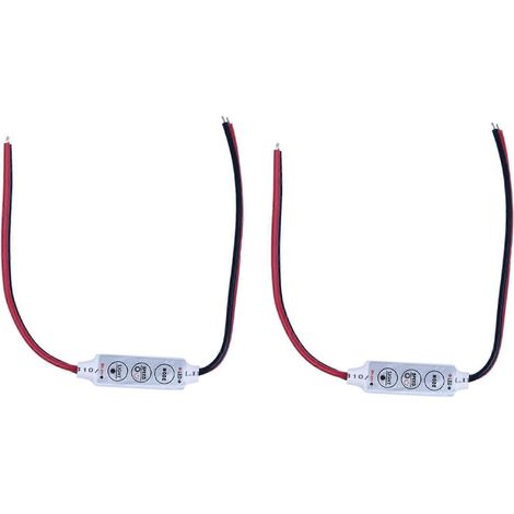 Lot de 2 mini variateurs à 3 boutons pour ruban LED monochrome 3528/5050, 12 V CC, 144 W (1/5)