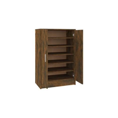 Meuble à chaussures Chêne fumé 60x35x92 Bois d'ingénierie (1/5)
