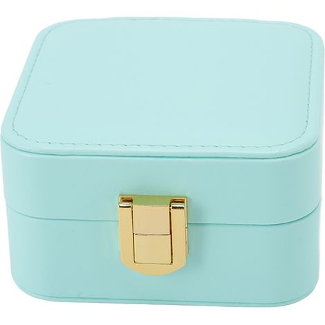 Boîte à bijoux portable organisateur de rangement pour bagues et boucles d'oreilles vert menthe (1/5)