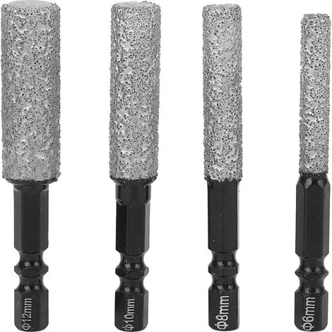 [JAMAIS UTILISÉ]Ensemble de 4 forets diamantés polyvalents à queue hexagonale, scie cloche de 6, 8, 10 et 12 mm pour porcelaine, céramique et verre (1/5)