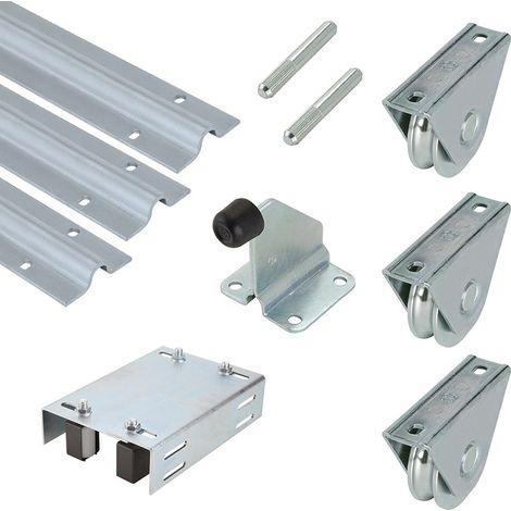 Metalideal Kit Portail Coulissant – Rails 9 mètres (3 x 3 m) + Accessoires – Gorge Ronde ou U 20 mm – Grand Kit