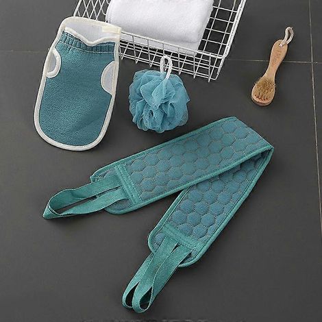 Ensemble exfoliant pour le bain en 3 pièces, gants de douche, éponge de polissage pour le corps, ensemble nettoyant pour le corps sous la douche (1/5)