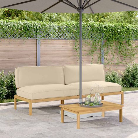 Sofa Set mit Kissen Beige 240 x 92 x 69 cm Massivholz Akazie (1/5)