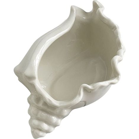 Plateau à bijoux en céramique blanche en forme de coquillage, style océan, pour ranger boucles d'oreilles et colliers. Vide-poches décoratif. (1/5)
