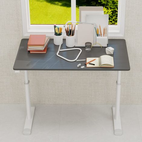 Bureau réglable en hauteur 100 cm pour enfant et adulte, table de travail assis-debout avec manivelle, structure métal stable, bureau compact maison et bureau (1/5)