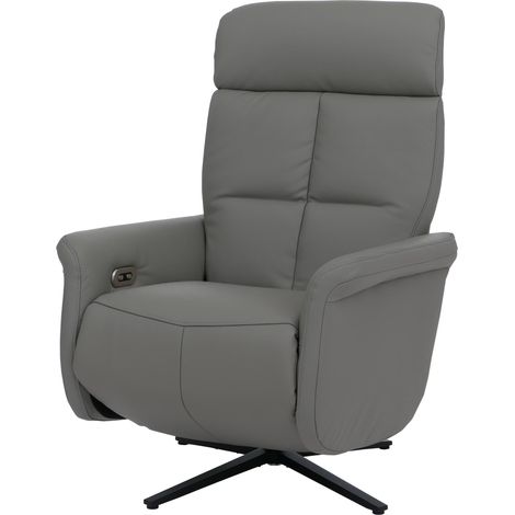 [NEUWERTIG] Relaxsessel HHG-798, TV-Sessel Liegesessel, Liegefunktion drehbar, elektrisch verstellbar Voll-Leder grau