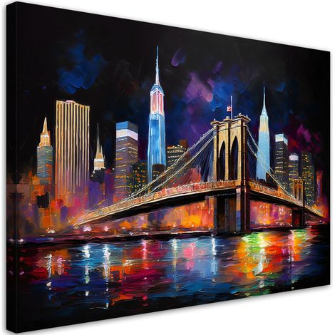 Tableau déco Ville abstraite Pont New York 90x60 (1/5)