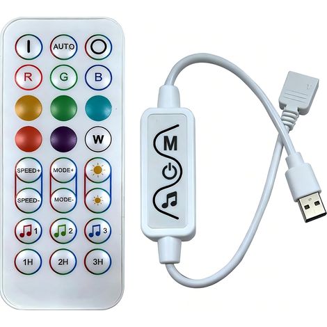 Contrôleur LED RGB Musique 24 Touches RF Bluetooth, 5V USB, Contrôle par Application, Synchronisation Musicale pour WS2812B WS2811 (1/5)