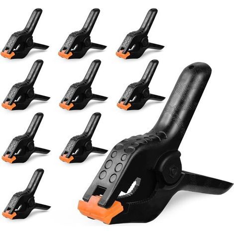 Pinzas de resorte de 10 cm (4 pulgadas), resistentes, 10 pinzas de resorte, pinzas de fondo para manualidades, carpintería y fotografía (1/5)