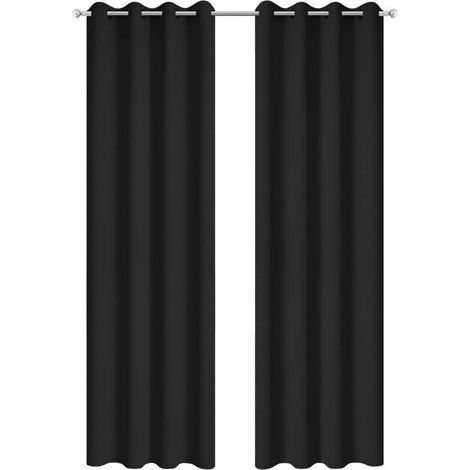2 Pièces Rideaux Occultants Thermiques pour Salon - 140x240cm - Noir