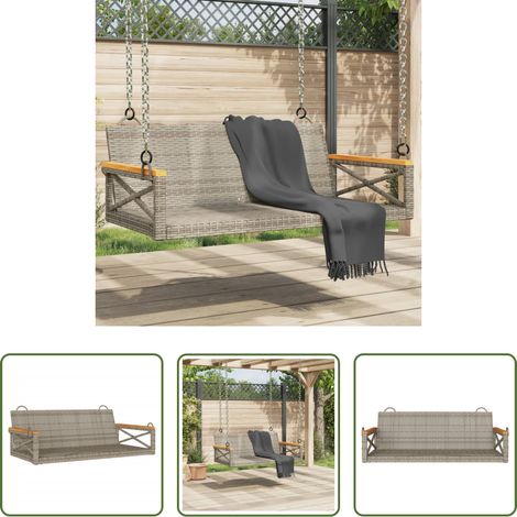 Schaukelbank - Hängebank Grau 109x62x40 cm Poly Rattan (1/5)