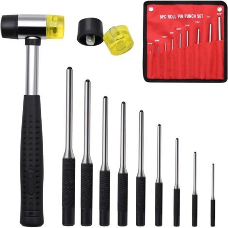 FENOPLASTICAKit de chasse-goupilles, 13 outils de réparation, comprenant chasse-goupilles, marteau et embouts en caoutchouc de rechange. Idéal pour l'automobile