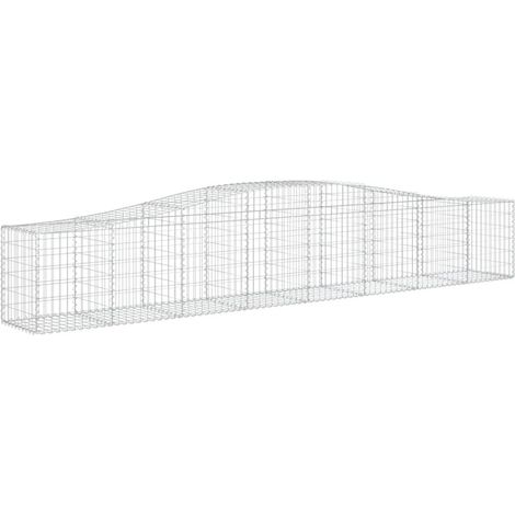 Cerca de jaula de gaviones muro de contención arqueado 400 x 50 x 60/80 cm hierro galvanizado Plata 020040101
