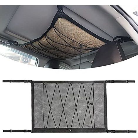 Filet Rangement Voiture Plafond, Filet Rangement Coffre Voiture Organisateur Voiture Entre Siege, Filet Elastique de Rangement (Filet de Rangement pour Toit de Voiture) (1/5)