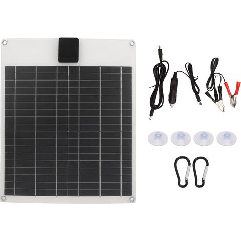 GARRYFIZH Kit de chargeur de batterie et générateur d'énergie monocristallin à double sortie (20 W, 5 V et 12 V) pour voiture, bateau, remorque et camping-car (blanc).