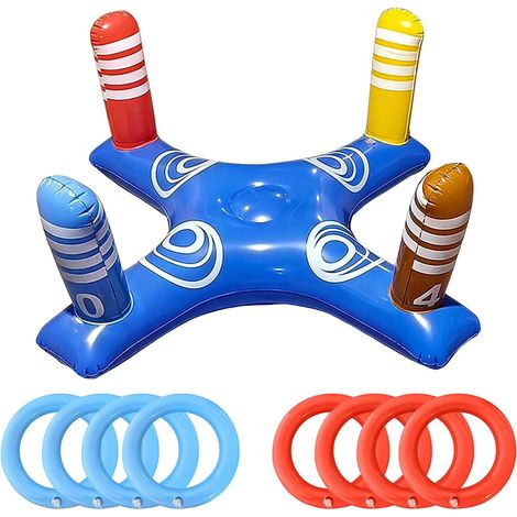 7pcs Inflatable Cactus Ring Throwing Game, Swimming Pool Toy Ring Cactus, Inflatable Rings Cactus Inflatable Pool Toys for Summer Water Game, Hawaiian Beach Party Decor (1/4)