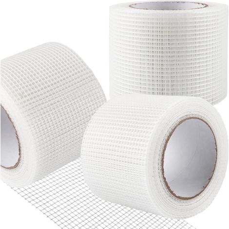 3 pièces de ruban en fibre de verre EXTRA FORTE auto adhésif en tissu de fibre de verre pour spackle 10 cm x 25 m, ruban de joint en fibre de verre pour réparer les fissures, remplir les (1/5)
