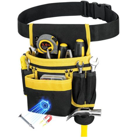 Ceinture Outils,Ceinture porte Outils mit 13 poches,Amovible et Réglable Sac à Outils Magnétique,Ceinture à Outils Rembourrée Robuste pour Hommes,pour électriciens,Charpentiers,Ouvriers du bât (1/4)