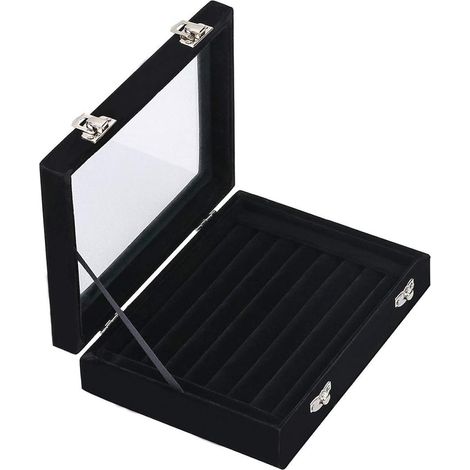 20 x 15 x 5 cm Schwarz, Schmuckaufbewahrungsbox mit Ständer, wasserfest