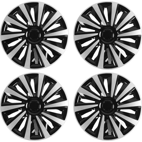 4 pièces 15 pouces capuchon de moyeu de roue Protection complète aspect élégant ajustement universel enjoliveurs de jante pour toutes les roues en acier (1/5)