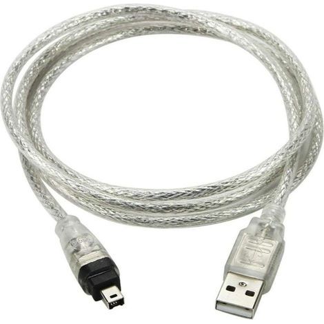 Câble adaptateur USB vers FireWire 1394 4 broches iLink – Longueur 100 cm – Décharge de traction moulée – Transfert 400 Mbits - DCR-TRV75E (1/5)