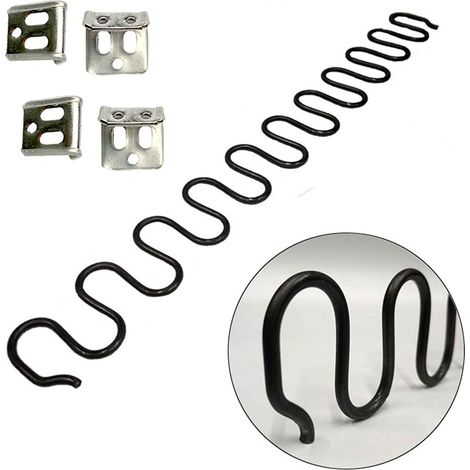 Ressorts de rechange pour canapé 2 pièces de 60cm avec 8 clips en S, 4,0 fils de diamètre Kit de réparation de ressorts de canapé pour siège de décoration intérieure de meubles, automobile (1/5)