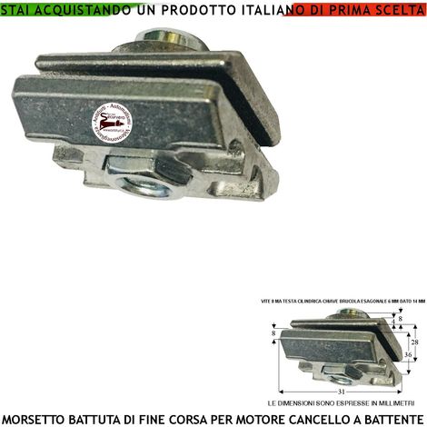 Gruppo Fine Corsa Meccanico del Motore per Cancello a Battente Morsetto Inserito Nella Guida Dello Stelo Anteriore Stretto Ragionevolmente Attenzione Non Sostituisce La Battuta Fissa a Terra Normative (1/4)