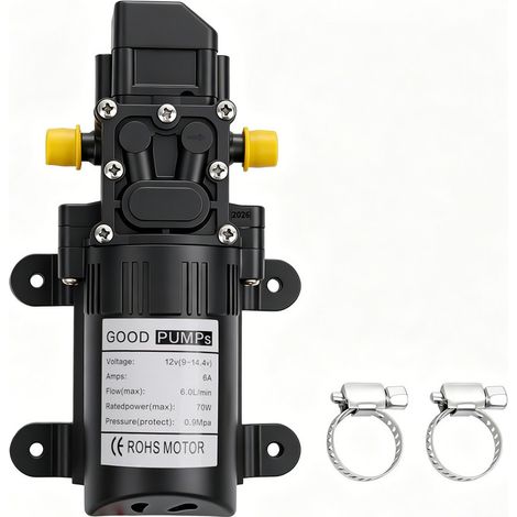 12V Selbstansaugende Membranpumpe 60W – 4,5L/min, Druckschalter, für Wohnmobil/Boot/Garten