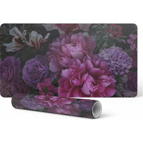 Alfombrilla protectora para escritorio, teclado y ratón con diseño de flores en la oscuridad, 90x45 cm. (1/5)