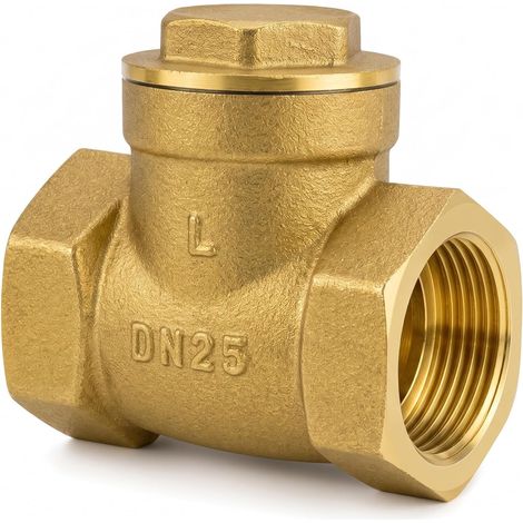 Clapet Anti-Retour Laiton 1 Pouce DN25, Vanne Horizontale Plomberie Eau Clapet anti-retour en laiton forgé résistant, filetage 1 pouce DN25, idéal pour sécuriser les circuits d'eau et de pompes. (1/5)