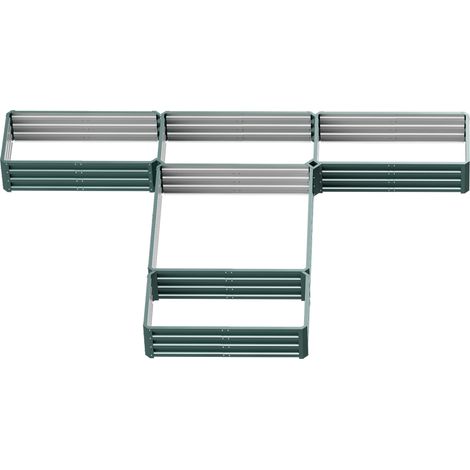 Jardinière potager acier modulable 5 pièces - Lot de 5 carrés pour légumes plantes fleurs, 60x60x30cm