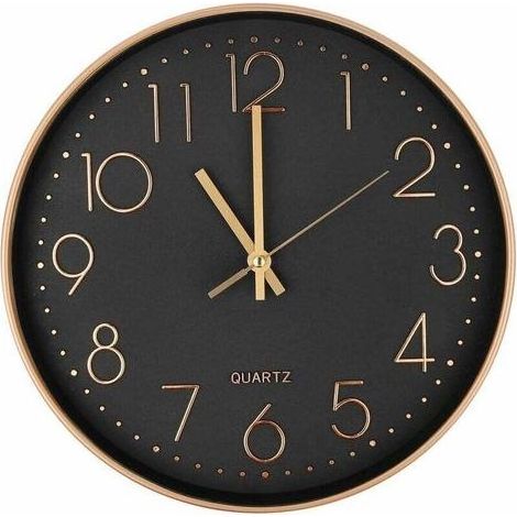 Horloge Murale Moderne Silencieuse à Quartz 25cm,Chiffres Surdimensionnés Ronde Murale Horloge(Or Rose) (1/5)