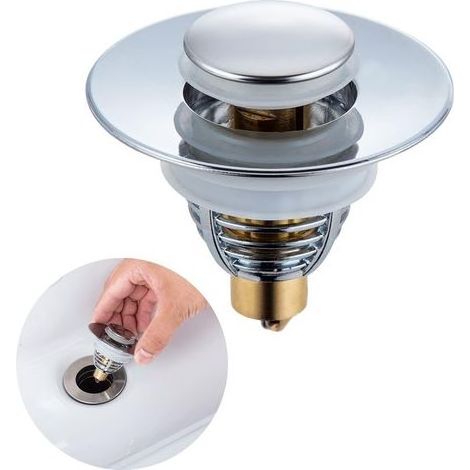 Bonde d'évier en inox Ø 34-38 mm, bonde univers anti-odeurs avec 2 joints en silicone, filtre de vidange avec crépine anti-obstruction, pour évier à poser, bonde de baignoire (1/4)