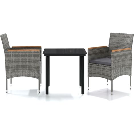 Maison Exclusive - 3-tlg. Garten-Essgruppe mit Auflagen Grau und