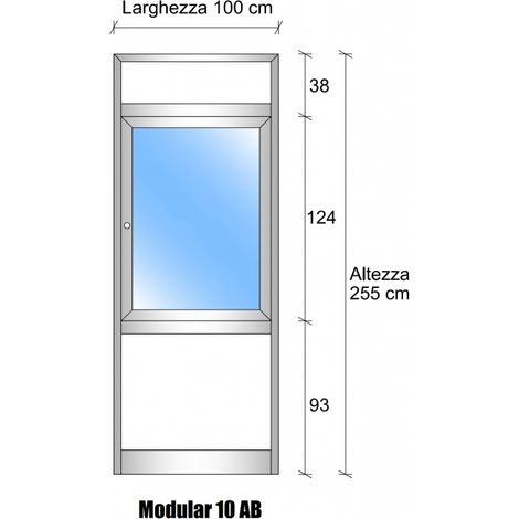 Modulo Continuativo Parete Divisoria in Vetro Trasparente Alluminio e Bachelite con Finestra Colore Verde Mix - H2550xL1000 mm - ITALFROM (1/4)