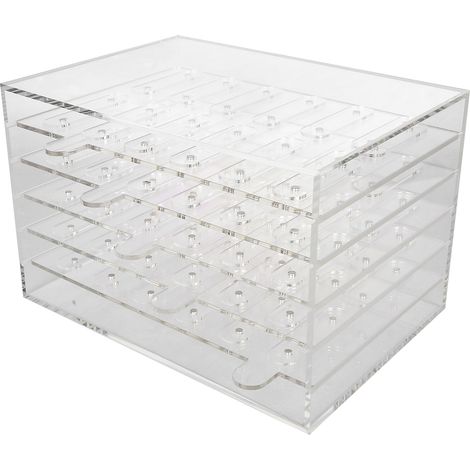 Présentoir à vernis à ongles acrylique 5 niveaux, 60 emplacements, rack de bureau magnétique amovible et empilable (1/5)