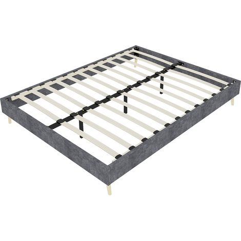 Letto moderno grigio 140 x 200 cm in velluto olandese, struttura bassa MODENUIT (1/5)